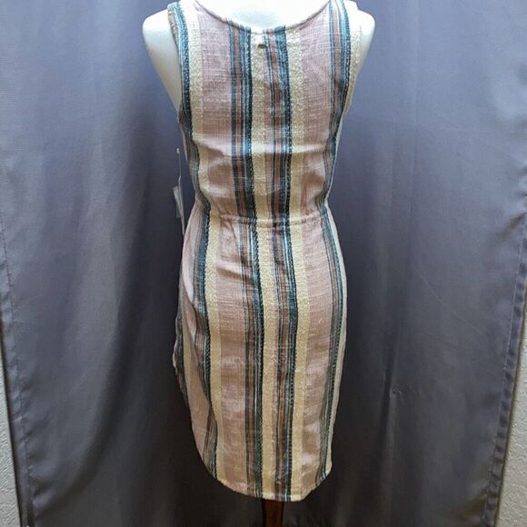 NWT ONeill Striped Button down mini dress Serape Sz S Pink/BLue - Picture 9 of 14
